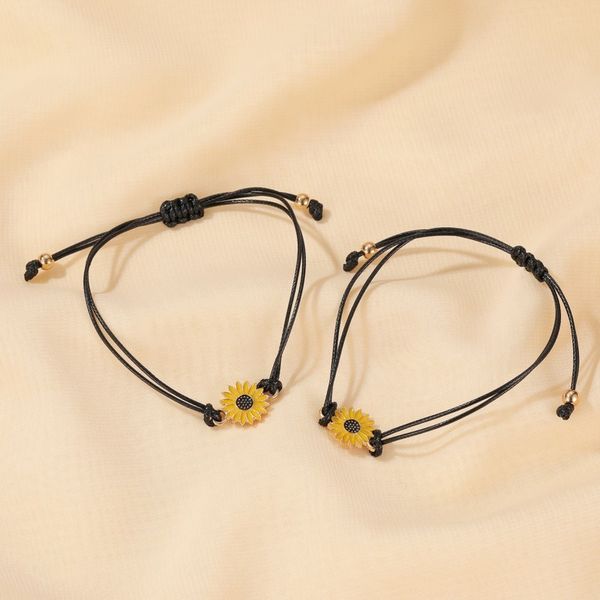 

women bracelet sunflower bracelets woman bangles ladies rope chain jewellery hand made couples fashion trendy alloy pulseras, Golden;silver