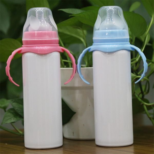 Sublimação Tumbler Straight 8oz Copos Sippy Bebê Bebê Frasco Garrafa Criança Copo Blanks Embalcões de Aço Inoxidável Em Bulk Water Garrafas Segurança para Crianças Criança Criança Infantil