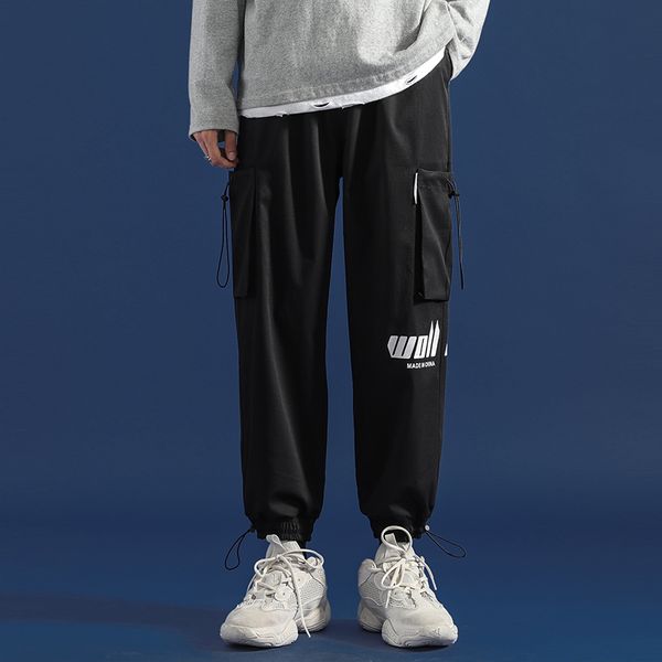 

autumn new style capris men's casual pants with fat and large size, Black