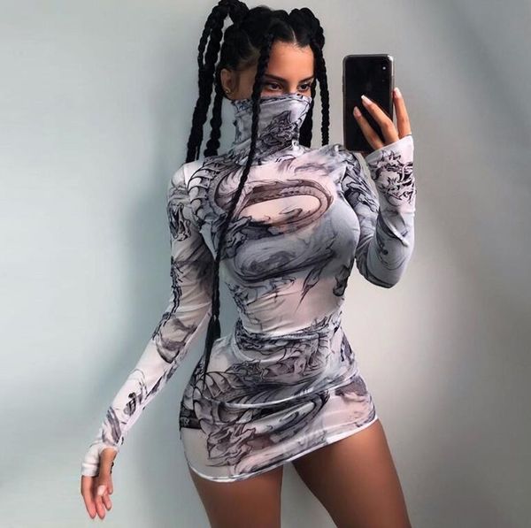 

women dress summer spring autumn party dresses short skirts long sleeve cool perspective dresses, White;black