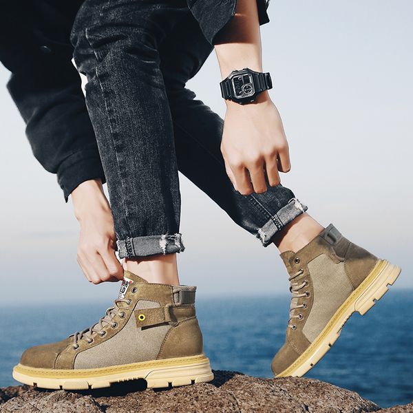 

boots sport causal casual mens zapatillas flat fashion outdoor shoes shoe men hombre sneaker leisure leather negras, Black