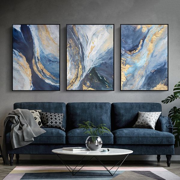 

hand painted wall art picture abstract blue cloud landscape oil painting handmade for living room bedroom home decor no framed
