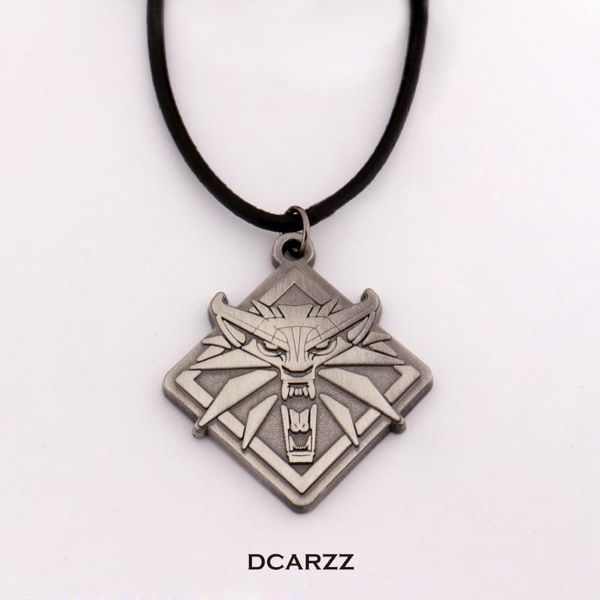

hanreshe game wizard 3 wild hunt necklaces steampunk wolf medallion pendant rope leather cord necklace gift men necklace jewelry, Silver