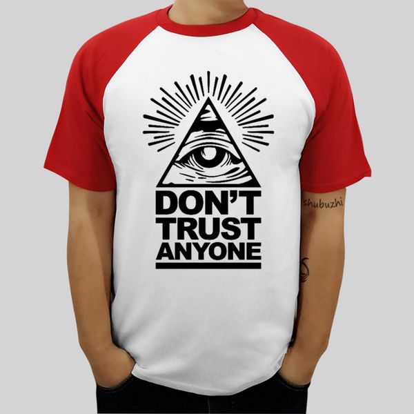 

mens raglan sleeve t-shirt cotton don't trust anyone men's t-shirt summer fashion ringer tee male tee-shirt
