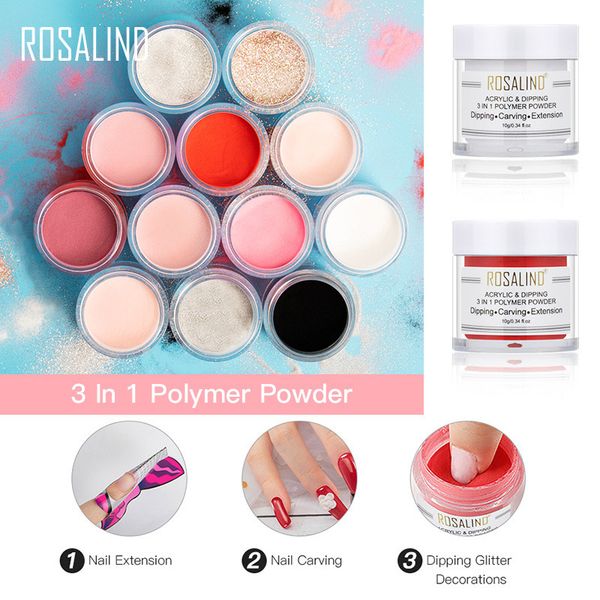 

3 in 1 polymer powder dipping carving extension powder manicure nail art decor 10ml, Silver;gold
