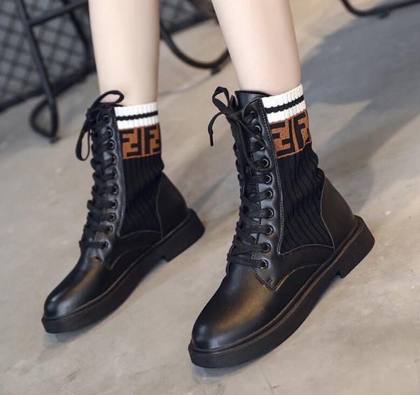 

classic women's shoes boots europe and the united states martin autumn and winter students socks y200723, Black