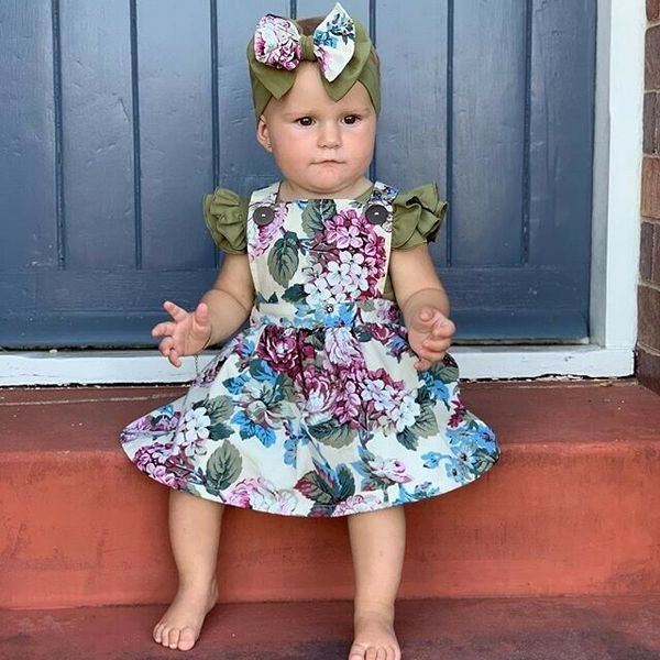 

toddler newborn baby girls clothes set solid ruffles t shirts + flower skirts outfits summer costumes, White