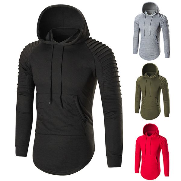 

men's spring autumn european and american style fashion sweater, solid color fitted casual hoodie for man, Black