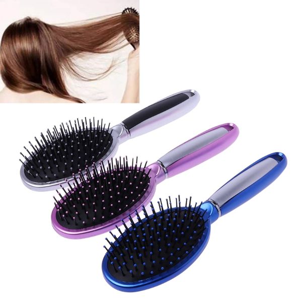 

elliptical hair comb air hole hair brush massager hairdressing salon tools x7ja, Silver