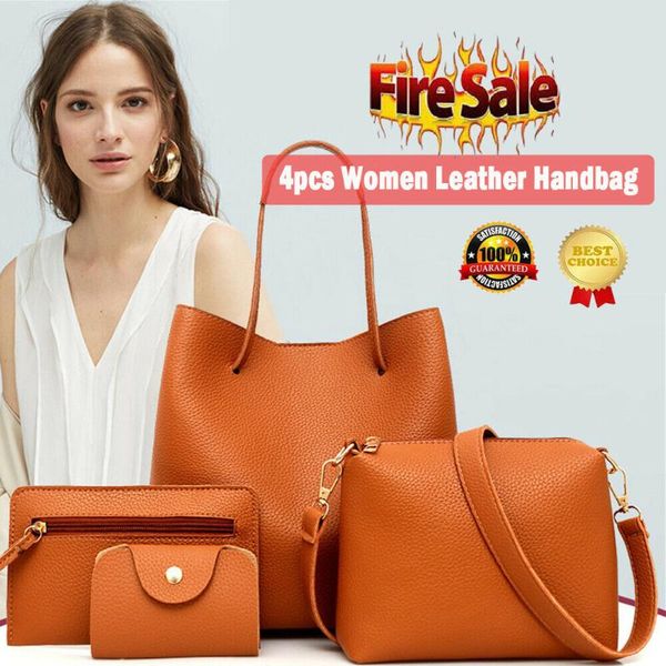 

4pcs women bags set leather purse shoulder fashion handbag tote messenger casual satchel bag cross body