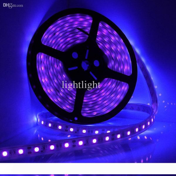 

Wholesale-5M 16Ft LED Waterproof Ultraviolet Purple Black Light Strip 5050 DC 12V Night Fishing Boat UV Blacklight Flexible Lamp