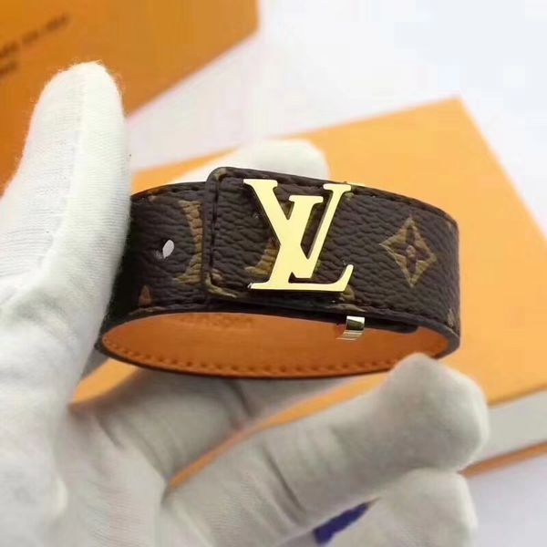 

brand luxury leather bracelets jewelry for women men excelent quality stainless steel designers pulseiras accessories gifts with box, Golden;silver