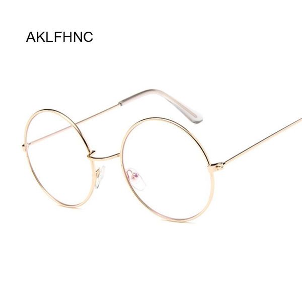 

round glasses frame men anti blue light glasses women fake gold optical eyeglasses frame transparent clear lens, White;black