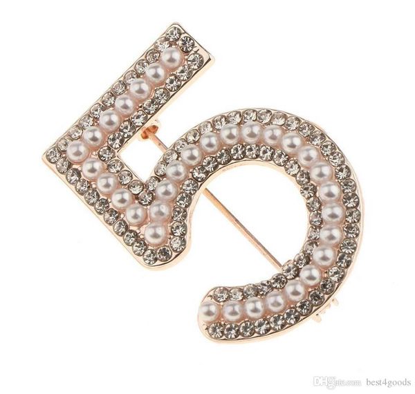 

gold color/silver brooches letter 5 full crystal rhinestone brooch pins for women party flower number brooches jewelry, Gray