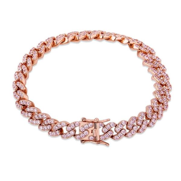 

hip hop micro paved cubic zirconia bling iced out solid cuban miami link chain bracelets for men women rapper jewelry, Black