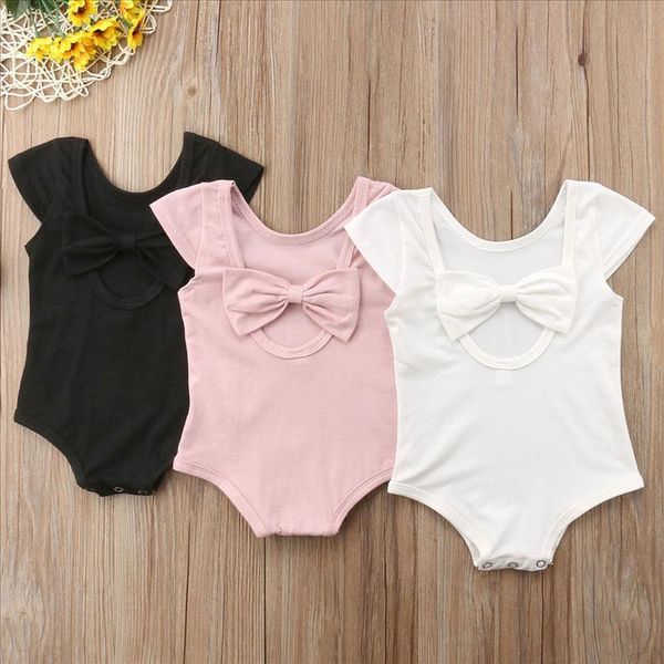 

0 24m new summer casual toddler baby girl romper short sleeve solid back bow jumpsuits romper btief outfit wholesale, Blue