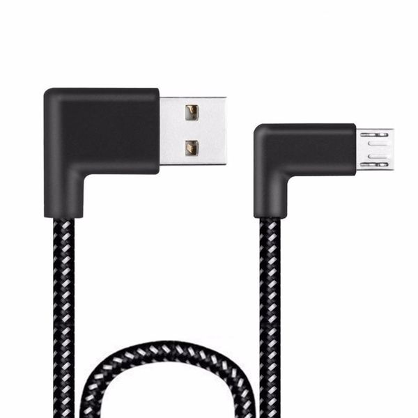 

cgjxsxz471 r connector micro usb charging cable 90 degree right angle black nylon braid data sync transfer cord wire line t6190614