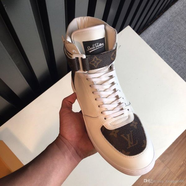 

summer men's fashion casual high-shoes, comfortable wild high-shoes, high-quality printed leather, Red;white