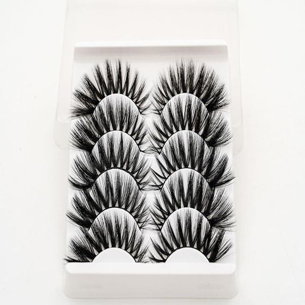 

false eyelashes 5 pairs 3d mink hair criss-cross wispy cross fluffy 25mm lashes extension handmade eye makeup tools
