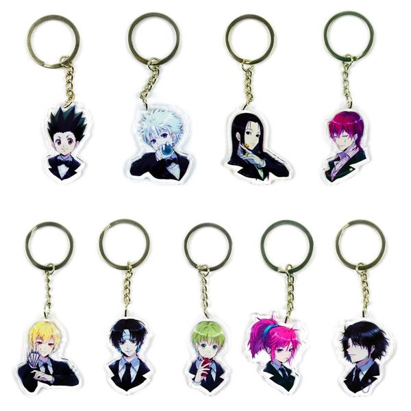 

x anime killua zoldyck kurapika key chains cartoon keychain cosplay plastic pendant keyring, Silver