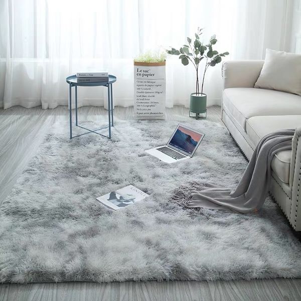 

carpets european long hair bedroom carpet bay window bedside mat washable blanket gradient color living room rug gray blue