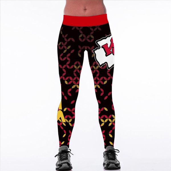 

2020 new kansas city c team logo fitness leggings elastic fiber hiphop party cheerleader rooter workout pants trousers dropship, Black