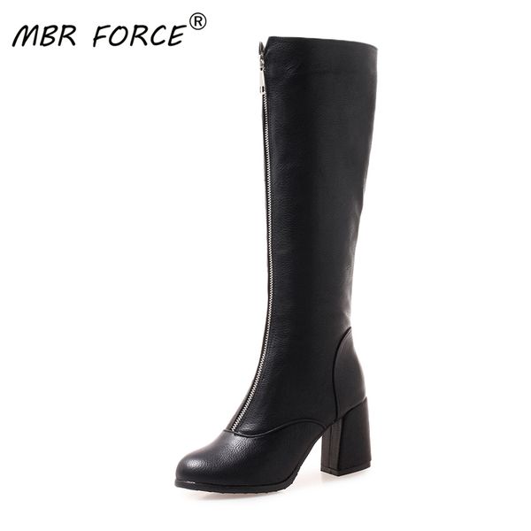 

mbr force fashion boots for woman black pu leather 2020 women's shoes knee high boots non-slip design spring shoes party dress