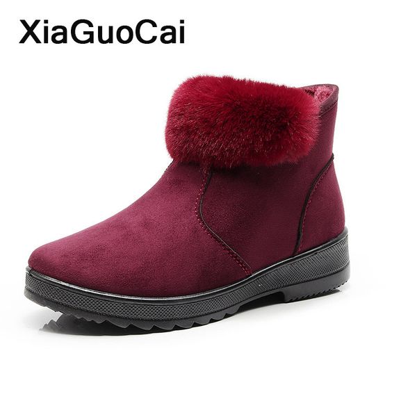 

women shoes winter warm snow boots fur high ladies shoes cotton plush female ankle boots slip-on footwear 2020 new arrival, Black