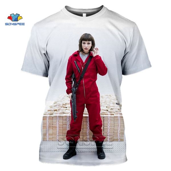 

summer la casa de papel money heist tv series house of paper 3d print shirts oversized hippie anime men clothing