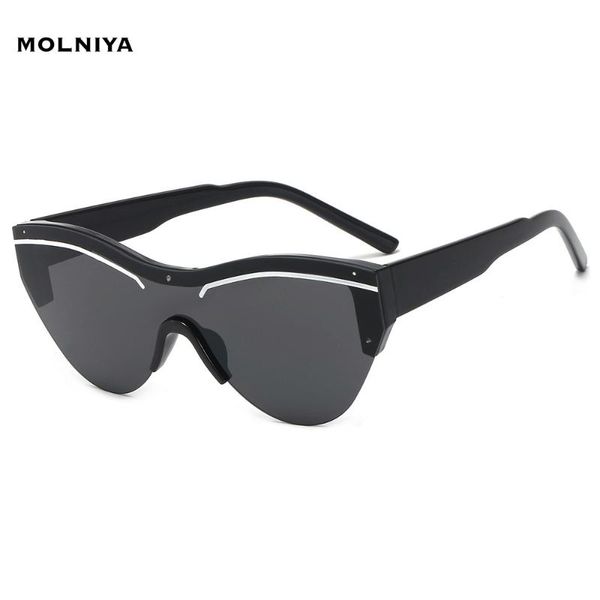 

2020 new fashion cat eye sunglasses women siamese trend gradient sun glasses personality eyeglasses uv400, White;black