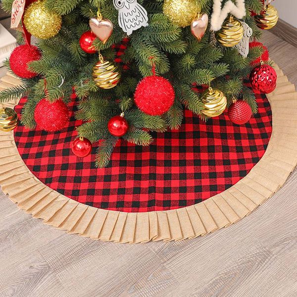 

red black plaid christmas home xmas decor tree skirt round christmas tree skirts bottom dress decor new year festival props