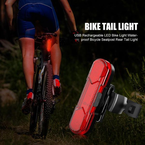 

usb rechargeable led bike light waterproof bicycle seatpost rear tail light