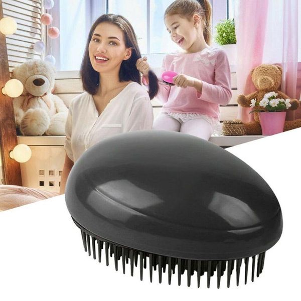 

mini magic massage comb hair brush anti-static smoothing round tool care shape egg professional hair salon brush styli, Silver