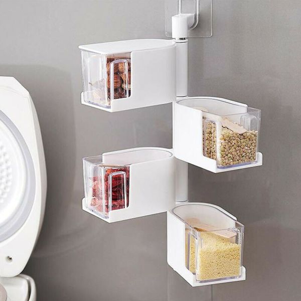 

seasoning rack spice pots box storage container condiment kitchen tool 4 layers