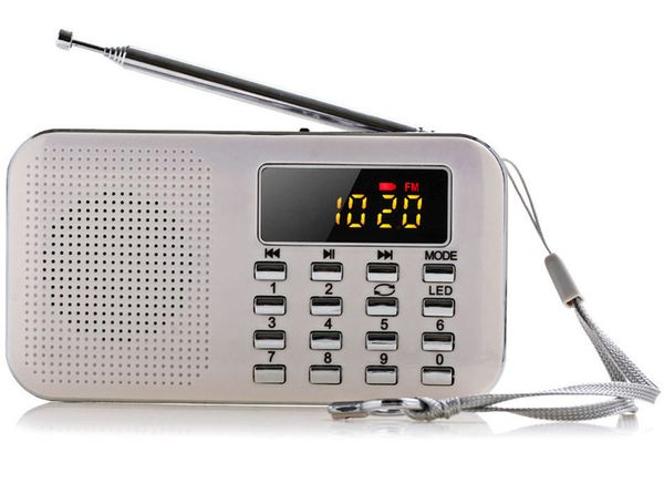 

2018 new portable mini stereo lcd digital fm radio speaker usb tf card mp3 music player with led light and rechargeable battery