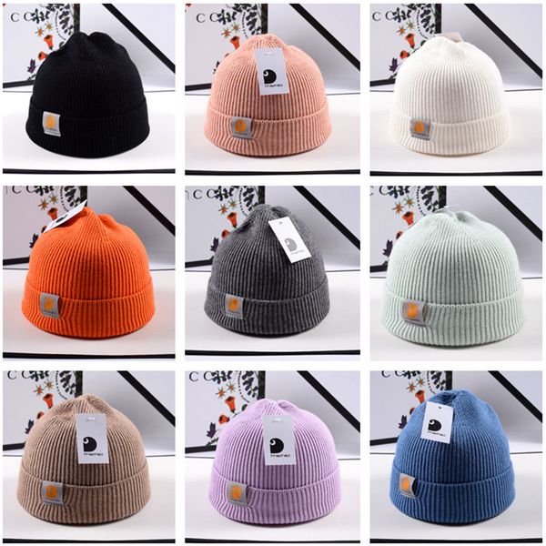

classical fashion carh knitted hats artt winter beanie men women skull caps label crochet hat fedora sports knit cap warm ear muff beanies, Yellow