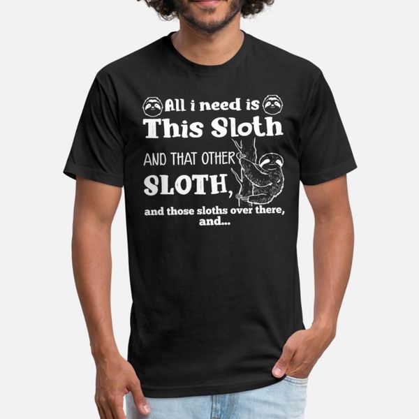 

all i need is this sloth t shirt men knitted tee shirt o-neck clothes loose funny summer style standard shirt