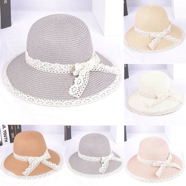 

2020 new fashion summer women boho straw hat beach straw wide brim beach uv protection cap hat, Blue;gray