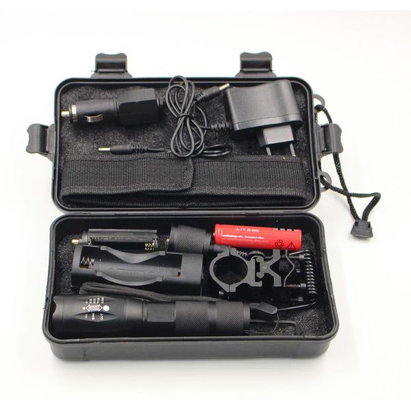 

flashlights torches litwod z50 cree xm-l t6 led tactical 5000lm zoomable torch for hunting light+battery+remote switch+charger+gun mount