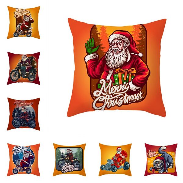 Covers fronha de Natal engraçado de Santa Papai Noel Couch sofá fronha 18x18 Inch Santa dos desenhos animados Animais Pillow