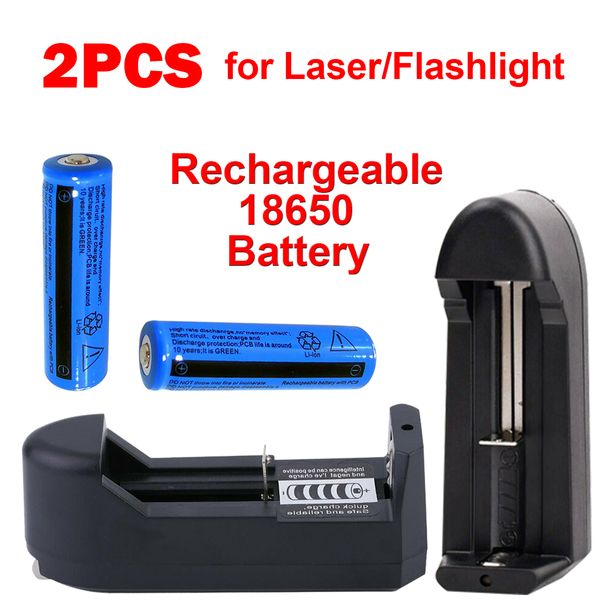 2 PACK 3,7 V 11,1 W BRC Li-Ion 18650 Akkus 3000 mAh Akku für Taschenlampe Laser Stift + 2x Universal Ladegerät