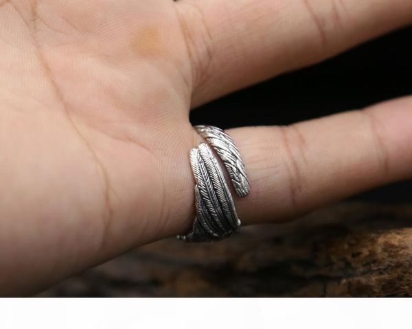 

925 sterling silver fashion jewelry vintage style band ring eagle wing design open end adjustable for men and women wholesale ing