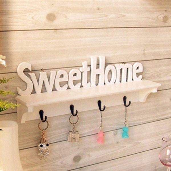

hanging sweet home storage shelf space saving wall mounted key holder wood board
