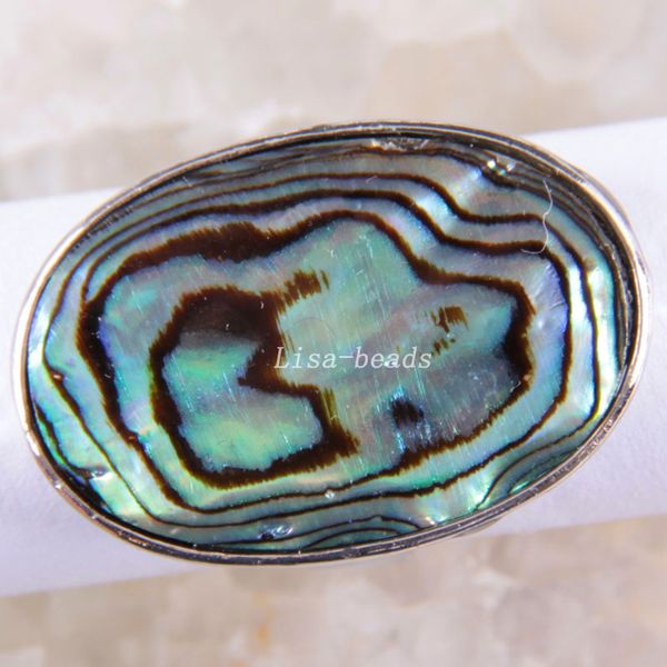 

cluster rings fashion jewelry oval natural blue zealand abalone shell zinc alloy finger ring adjustable sz 8-12 rz262, Golden;silver