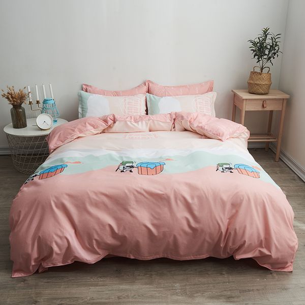 

3sky blue lattice bedding duvet cover quality egyptian cotton duvet sets -no fade soft comfortable kids boy girl korean bed set