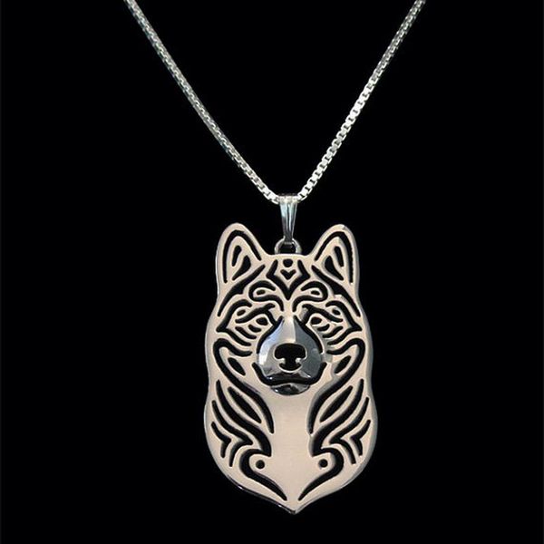 

pendant necklaces lovers' jewelry alloy pet dog women metal akita drop, Silver
