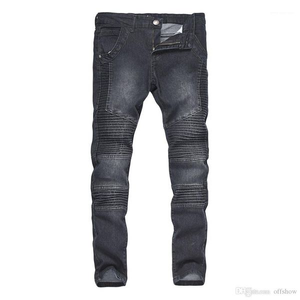 

biker street designer slim fit male hombres pencil pantalones trousers draped mens jeans, Blue