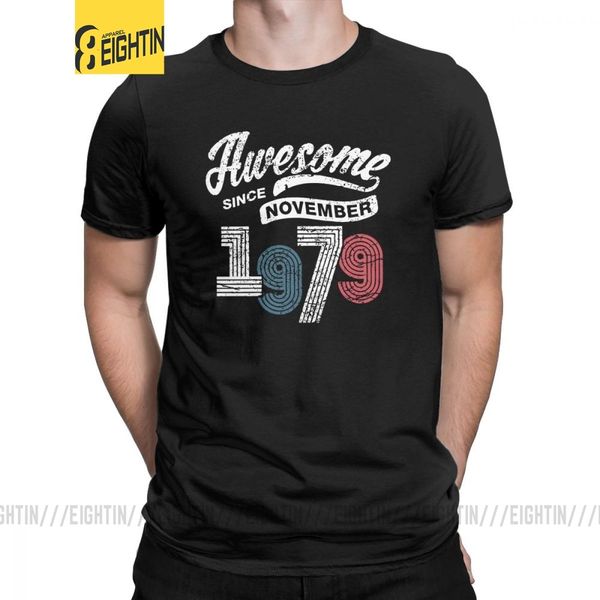 

man's awesome since november 1979 t shirts shirt vintage 39th birthday t-shirts casual short sleeves clothes cotton tee shirt