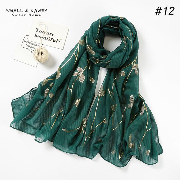 

75*180cm new style cotton and linen bronzing leaf flower pattern lady scarf headscarf, Blue;gray