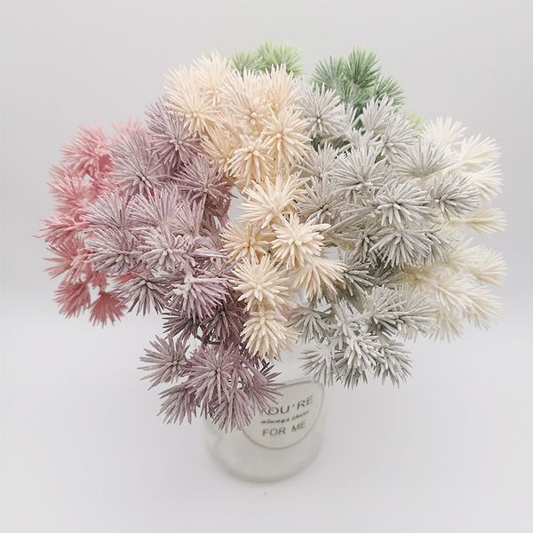 

6pcs artificial flowers pine grass flower wedding party decoration diy scrapbook fake flower christmas decor plastic frost tree
